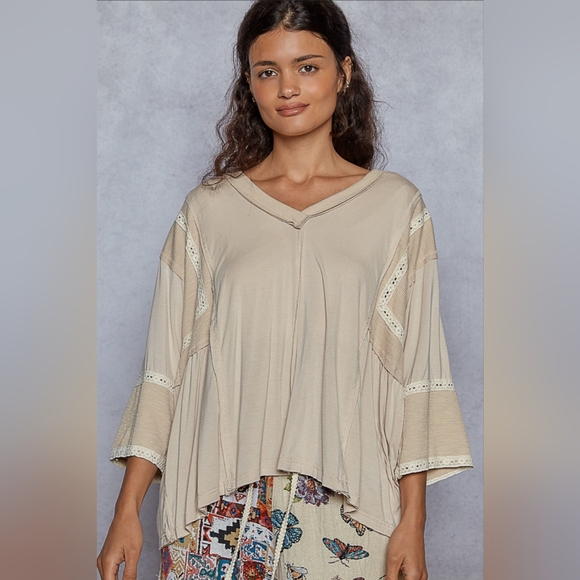 POL Tops - 🐧#743 POL V-Neck Half Sleeve Relaxed Jersey Top